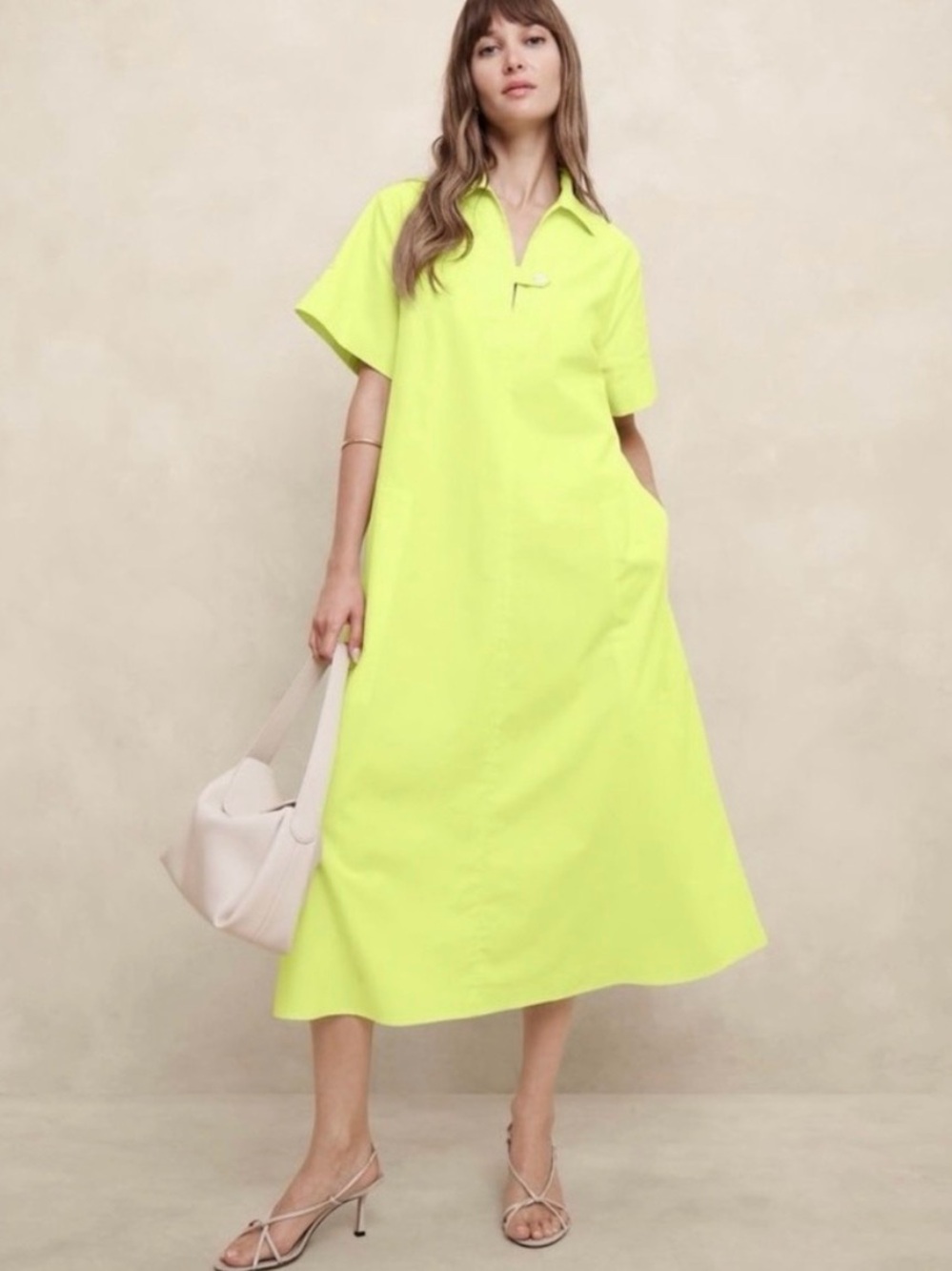 Light bright Lime Short-Sleeve Dress Banana Republic Factory